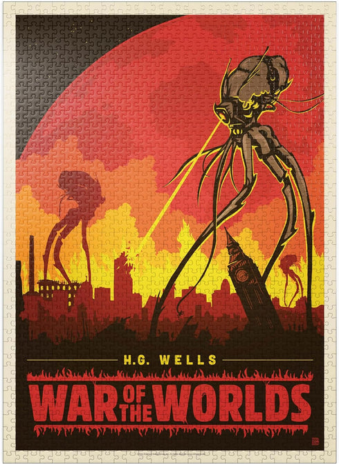 MyPuzzle War of The Worlds: H.G. Wells, Vintage Poster - Premium 1000 Piece Jigsaw Puzzle for Adults