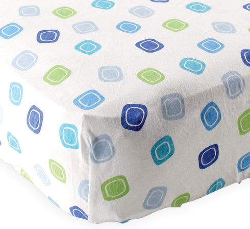 Luvable Friends Unisex Baby Fitted Crib Sheet, Blue Geometric, One Size