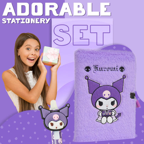 Hello Kitty A5 Set, Set Lockable Diary and Pen Stationery - Gifts for Her (Purple)