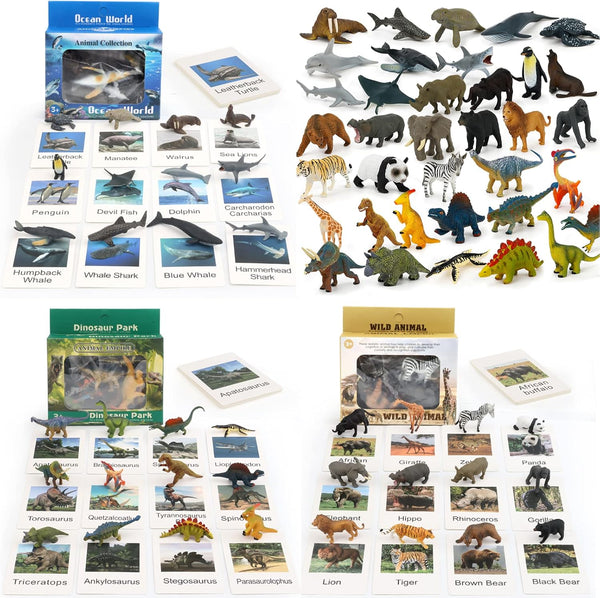 36 Small Animal Figurines, Learning & Education Toys, Realistic Dinosaur Zoo Jungle Safari Figures