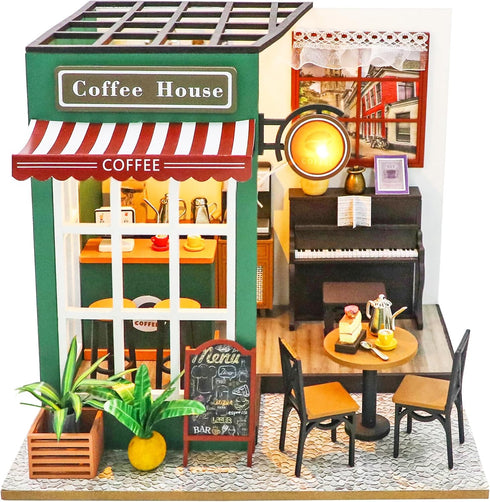 Spilay Dollhouse Miniature with Furniture, DIY Wooden Crafts Kit with Dust Cover and Music, 1:24 Scale Gift