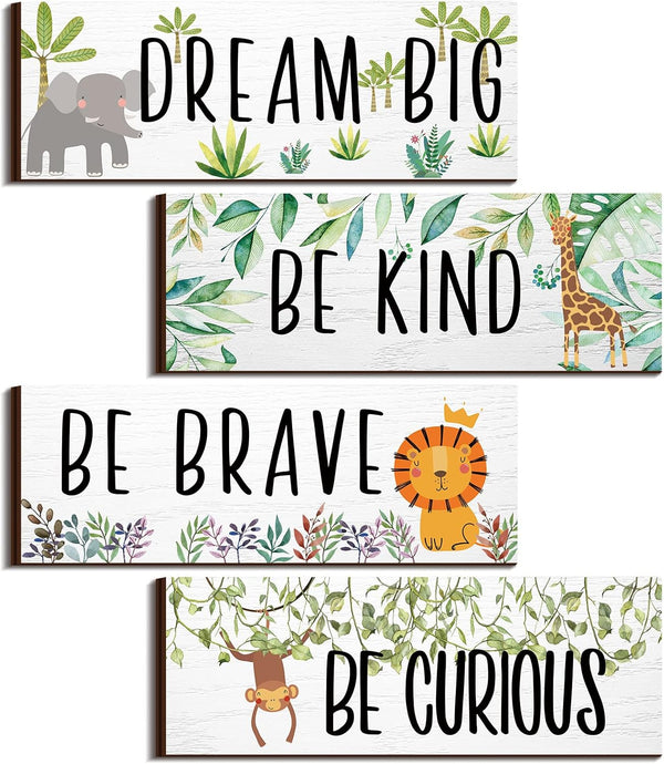 4 Pieces Woodland Nursery Decor Safari wall art Be kind brave curious