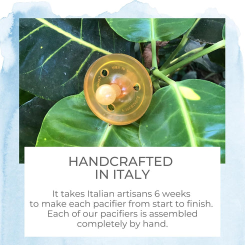 Symmetrical - Shorter Nipple Less Gagging - Small Newborn - Natural Rubber Pacifier - BPA-Free - Soft - Handcrafted