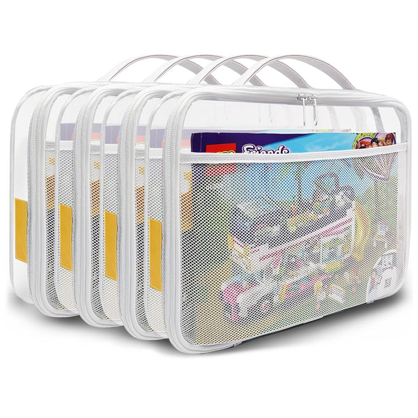 holay 4 Packs PVC Zippered Blocks Set, Toy, Clay, Board game Storage