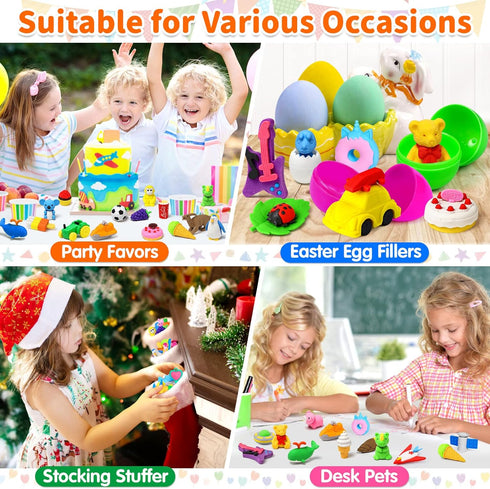 70 Pack Animal Erasers for Kids - 3D Puzzle Mini Erasers, Classroom Supplies, Bulk Desk Toys, Party Favors