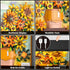 Set 807PCS Set HOGOKIDS Flowers Sunflower Building with Lights - Painting Frame Artwork Botanical Collection Mini