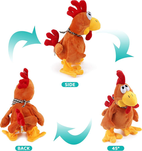 13" Cuteoy Squawking Chicken Musical Stuffed Animal Plushies Walking Singing Waving Rooster Electronic Interactive