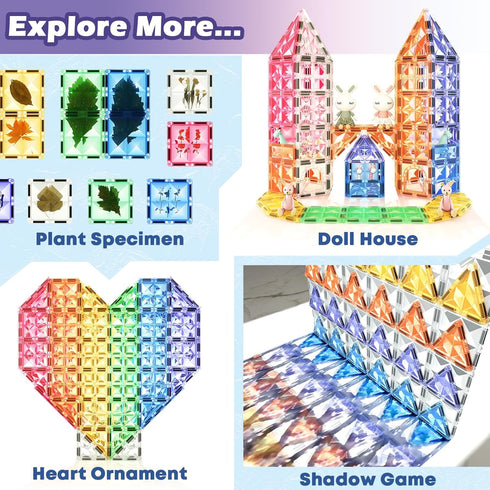 Kids Magnetic Tiles Toys for 3 Year Old Girls and Boys, STEM Learning Toy for Toddlers Ages 3-8 Birthday Gifts