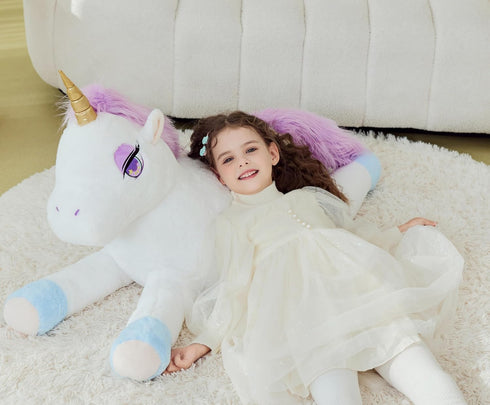 IKASA Giant Unicorn Stuffed Animal Plush Toy - 43" Jumbo Cute Fluffy Oversized Plushie, Gifts for Kids Girls