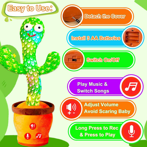 Baby Toys Interactive, Dancing Talking Cactus Toy Volume Adjustable, Mimicking Singing Repeating, Easter Gifts / Easter