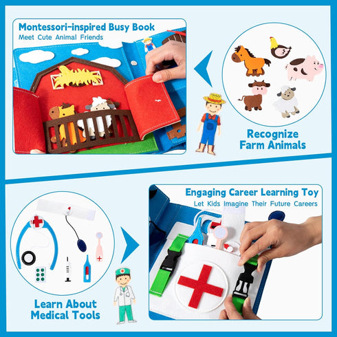 3-5, (4 My First Busy Book for Toddlers Montessori Quiet Book with Life Skills Activities, Sensory Activity Book