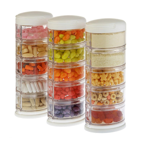 Packin' 5 Innobaby Smart Stackable and Portable Storage System for Formula, Baby Snacks and More. Stackable Cups