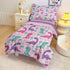 4 Set Sets Set Piece Toddler Dinosaur Bedding for Girls,Pink Dino Toddler Comforter Soft Bed Include Comforter,Fitted