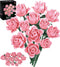 Pink Roses Flower Bouquet Building Set, Artificial Flowers Botanical Collection Compatible with
