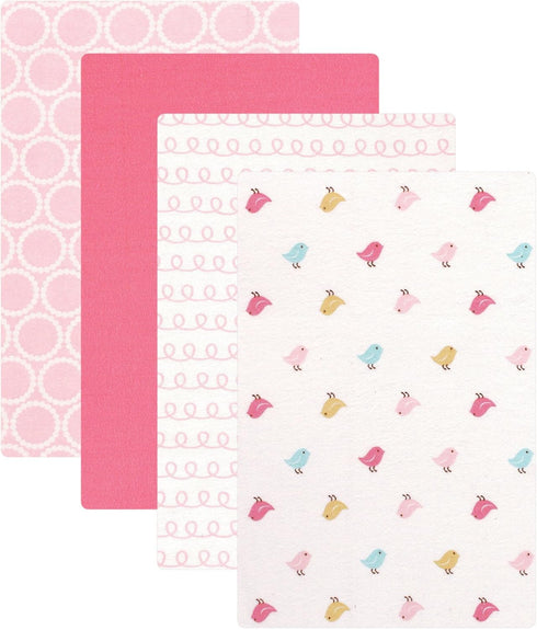 Luvable Friends Unisex Baby Cotton Flannel Receiving Blankets, Birdies 4-Pack, One Size by Luvable Friends
