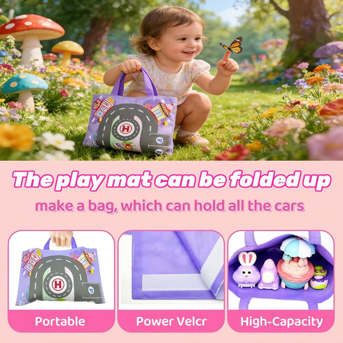 AquaArcc 2 3 4, Set 2 3 4 5 Ice Cream Car Toys for Girls Age Todder Press and Go Car Toys with Baby Doll & Playmat
