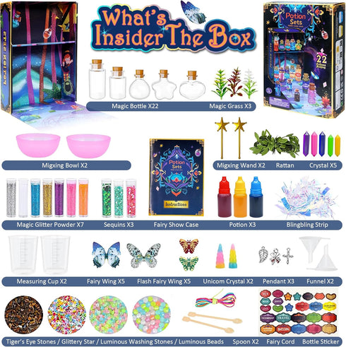 22 6 7 8 9 10+ Aimiffy Fairy Magic Potions Kit - Potions Magic Mix Kit for Kids, Mystery Potions Craft Kit, Christmas
