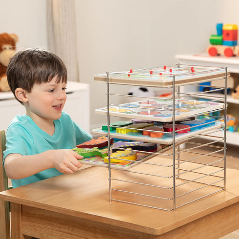 12 inches 0.75 inches Melissa & Doug Multi-Fit Metal Wire Puzzle Rack wide and deep