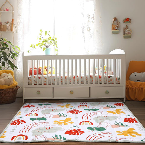 Percozzi 50" 50" Boho Baby Play Mat, ABC Alphabet, Words and Shapes Educational Learning & Fun, Boho Rainbow Baby