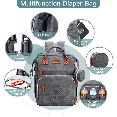 Backpack ISMGN Diaper Bag with Changing Station, Extra Large Diaper Bag, Multifunctional Diaper Bag, Baby Bag, Deep