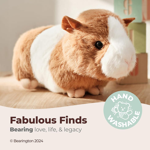 8" Bearington Ginny Guinea Pig Stuffed Animals - Toy Guinea Pig Plush with Soft Fur, Realistic Details, and Weighted