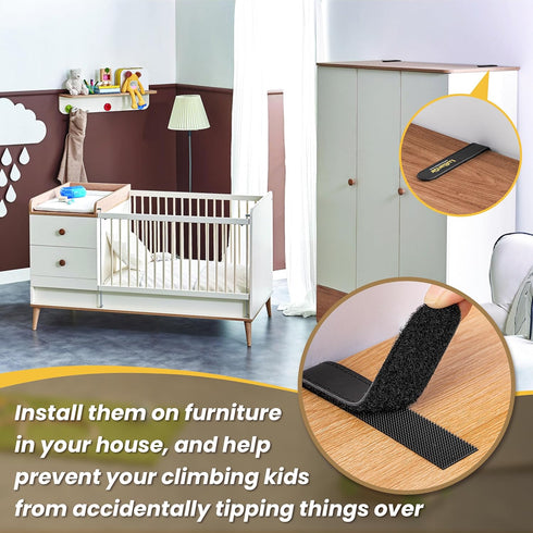 6 Pack LuBanSir Furniture Anchors, Furniture Wall Anchor Straps for Dresser, Shelves, Bookcase Anti-Tip Safety