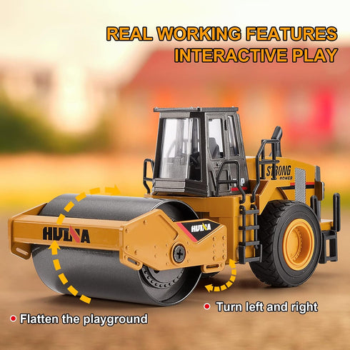 1/40 Scale Metal Road Roller Toy, Diecast Construction Equipment Vehicle for Kids Boys
