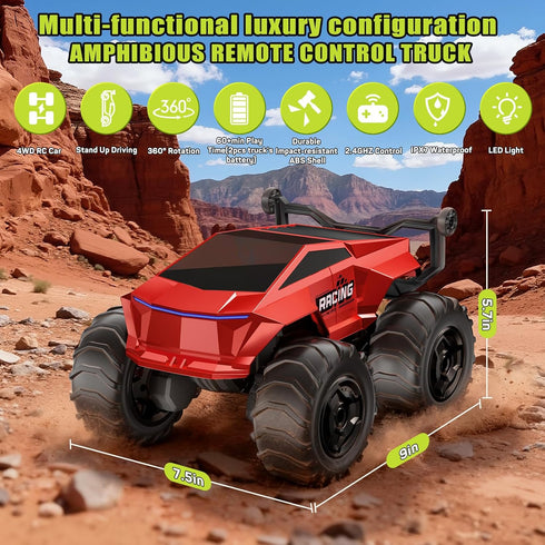 1:16 4WD Pickup,2.4GHz 360 4-7 8-12 Remote Control Car RC Truck Plus, Waterproof Amphibious RC Car All Terrain Remote