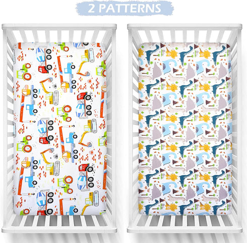 2 Pack 52in 28in Crib Sheets x | Bedding for Cot Bed Soft Breathable Cotton Sheets for Standard Crib and Toddler