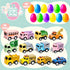 12 JOYIN Pcs Easter Eggs Filled with Toy Cars, Colorful Stuffed Eggs with Pull Back Die-Cast Cars for Easter Hunt Game