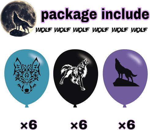 Wolf Party Decoration Theme Banners, Latex Balloons, Cupcake Toppers for Children and Adults Birthday Party