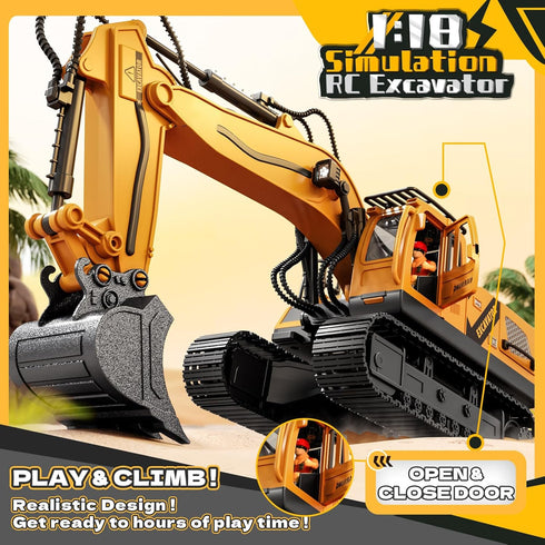 3 4 5 6 7 8 15 2.2 lb 4-6 RC Excavator Toys for Year Old Toddler Boys, Channel Remote Control Construction Toys