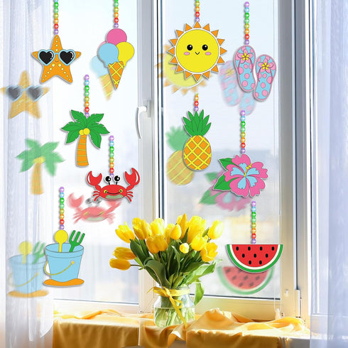 Dunzoom 30 Set Summer Summer Window Art Suncatchers Kits Beach Fruit DIY Suncatchers Craft Kits Make Your Own Paint