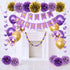 Ouddy Party Purple Birthday Decorations for Women Girls, Butterfly Hanging Garland, Happy Birthday Banner, Purple Gold