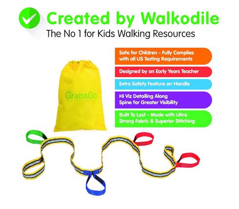 Children's Walking Rope (4 Child), Premium Quality, Teacher Designed, Extra Safety Feature on Handles