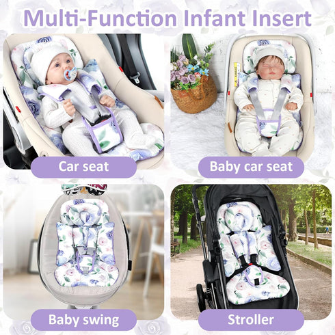 TANOFAR Infant Car Seat Insert with Removable Cushion for Baby Girls, Reversible Newborn Carseat Insert for Baby Head