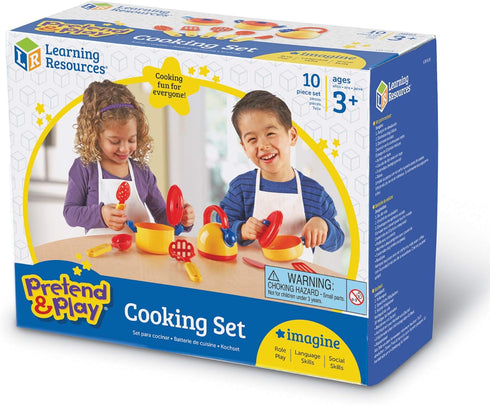 Learning Resources Pretend & Play Cooking Set - 10 Pieces, Kitchen Play Toys for Toddlers, Ages 3+