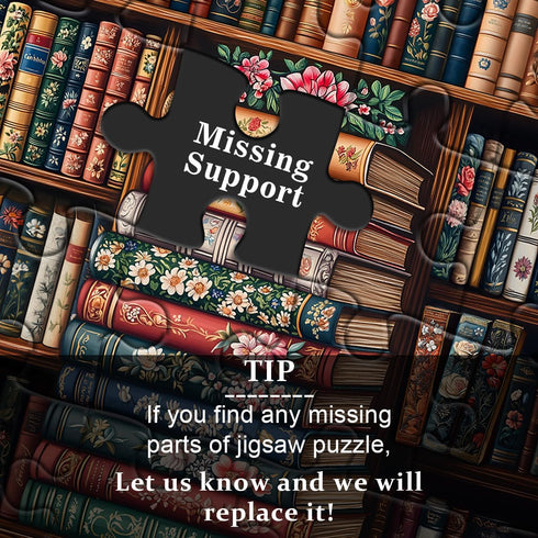 PICKFORU 1000 Vintage Book Puzzles for Adults Pieces, Bookshelf Wildflower Pages Jigsaw Puzzle, Retro Library Aesthetic