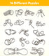 Set 16 Coogam Metal Wire Puzzle of with Pouch,Brain Teaser IQ Test Disentanglemen Iron Link Unlock Interlock Game
