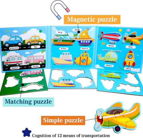 Magnetic Puzzles for Kids Ages 1-3, Travel Toddler Puzzles for Boys & Girls 2-4 Year Road Trip Gift