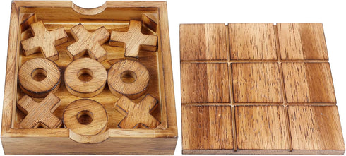 Glintoper Tic Tac Toe & Tumble Tower Blocks Game Set - Classic Wood Stacking & XOXO Strategy Game for Kids