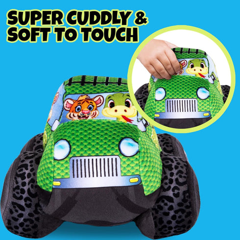 ArtCreativity 8 Inch Plush Monster Truck, Safari Design, Soft Cuddly Toy for Boys, Girls, Toddlers