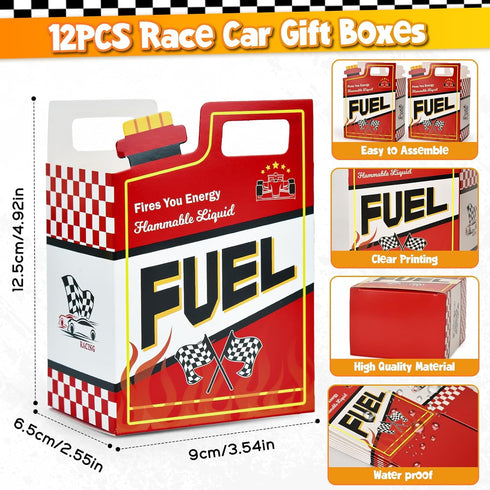 SNLN Race Car Party Favors Birthday Goodie Bags Supplies, Mini Race Car Trophy Cup Coloring Card with Crayon Gift Box