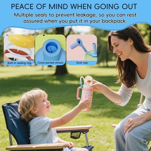 24 oz 316 2 V3.0 Como bebe Insulated Whale Fountain Sippy Cup, food-grade Stainless Leak-Proof Straw,Tumbler