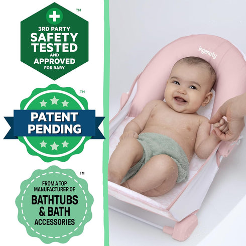 2-Position 2-Position 0-6 20 Ingenuity Foldaway Bather, Adjustable Support Baby Bath seat for Sink or Bathtub, Ages