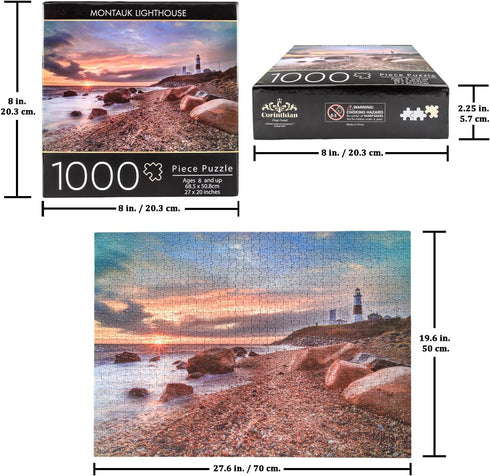 Montauk Lighthouse Puzzle - 1000 Pieces Jigsaw for Adults, Scenic National Parks Ocean Landscape