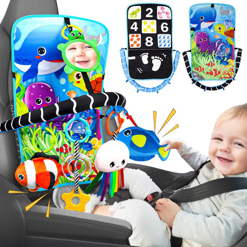 Innofans Baby Car Seat Ocean Animals Toys - Kick and Play Double Sided