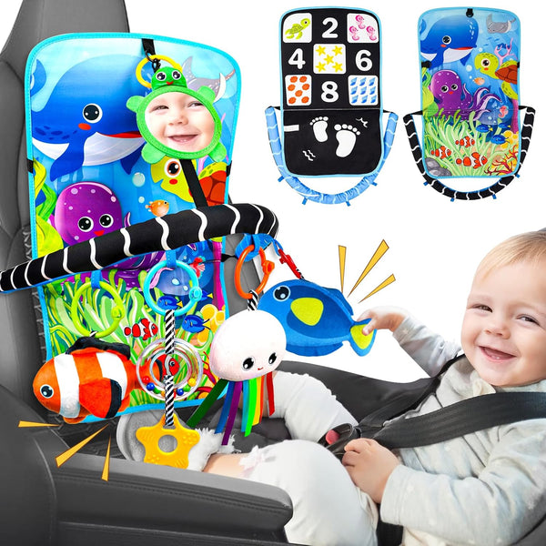 Innofans Baby Car Seat Ocean Animals Toys - Kick and Play Double Sided