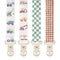 Stadela Baby Fabric Pacifier Clip Holder, Plastic Clip, 4Pack, Construction Pattern, Otto