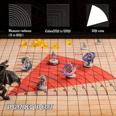 Cone Spell AOE Template Acrylic Damage Markers for Tabletop Game Map Measure Tool, DM Accessories for D&D, TTRPGs